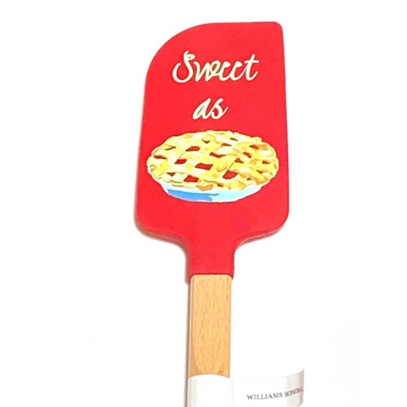 NEW Williams Sonoma 14" RED SPATULA Silicone & Wood STURDY Sweet As Cherry Pie - Picture 1 of 6